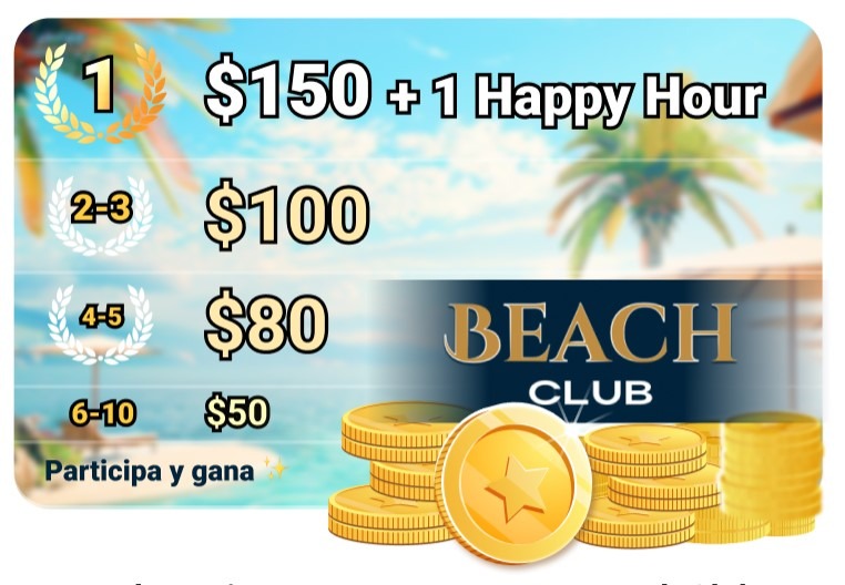 Emite como una TOP en Beach Club y gana propinas increíbles en nuestro Ranking Bonus