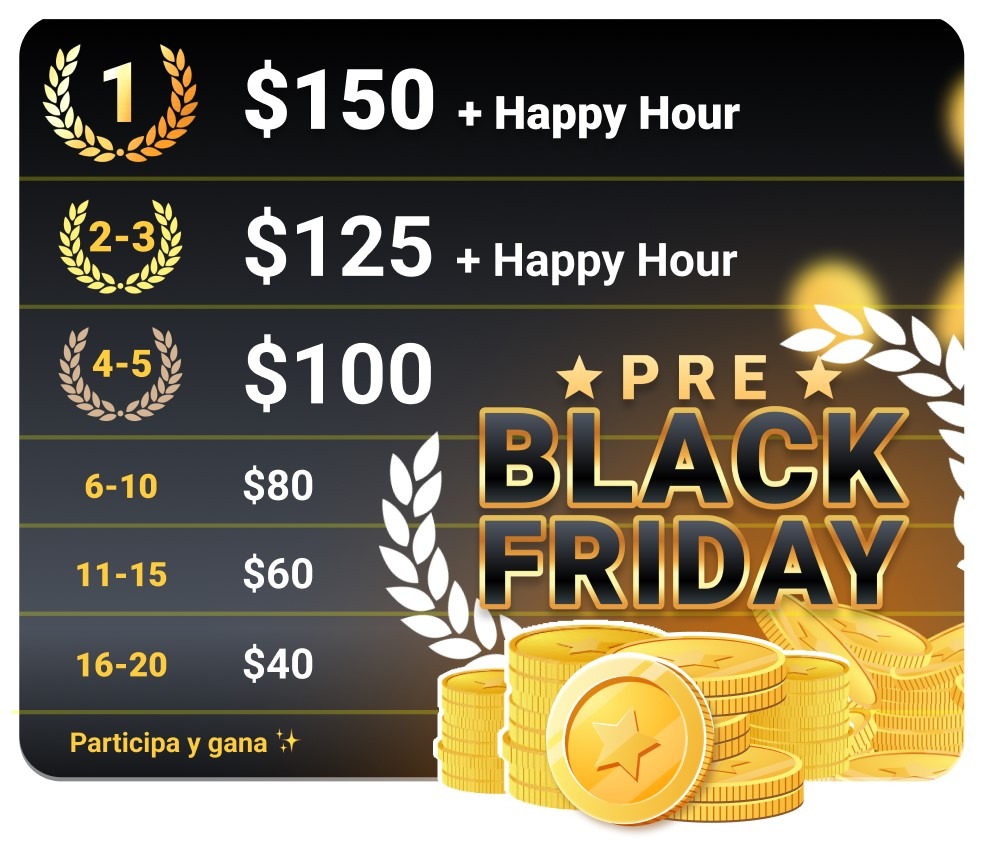 Repartimos $1.500 y tres Happy Hours con nuestro Pre Black Friday