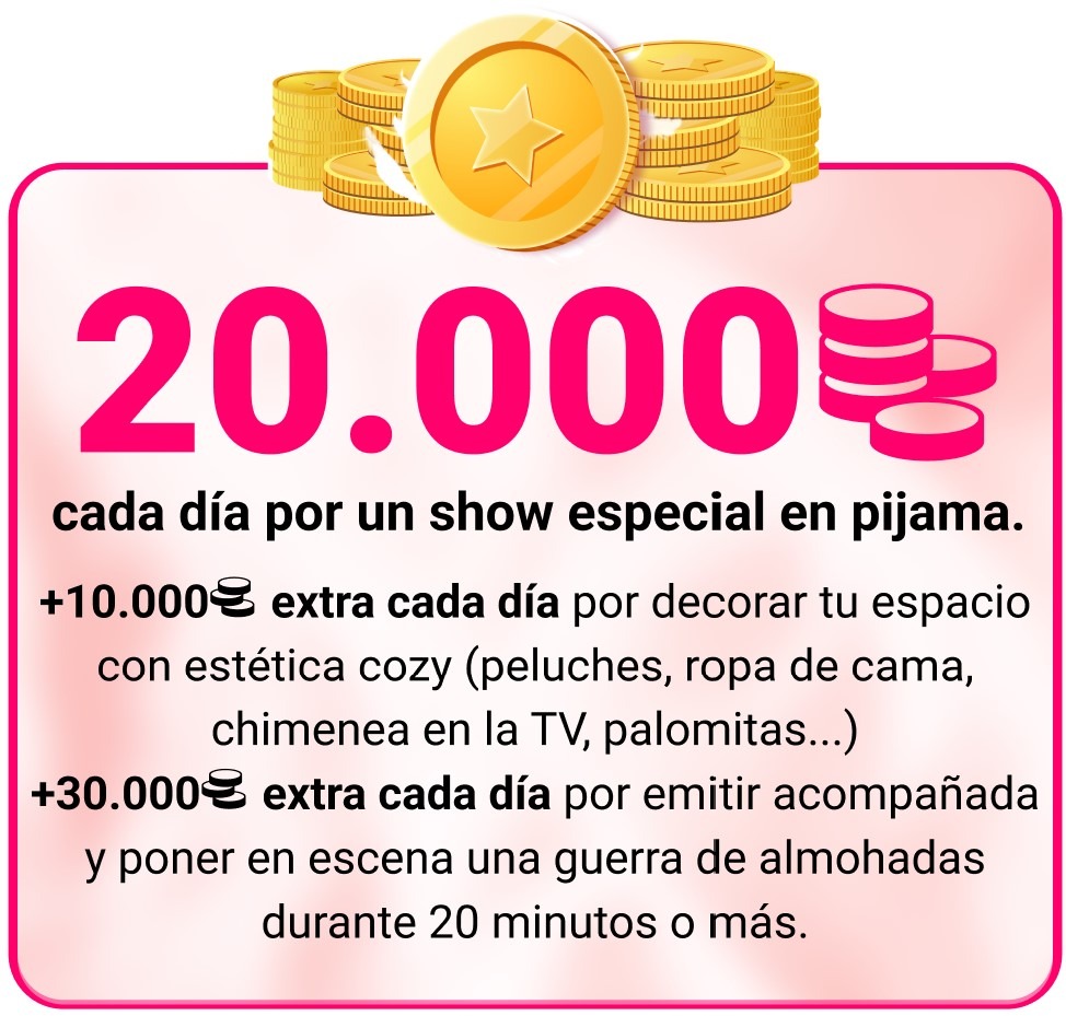 Pijama Party más grande con 180.000 monedas de propinas especiales