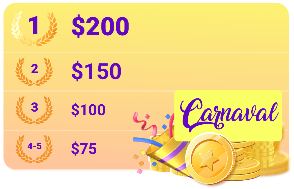 Un Ranking Bonus con cinco ganadoras cada día en nuestro Carnaval